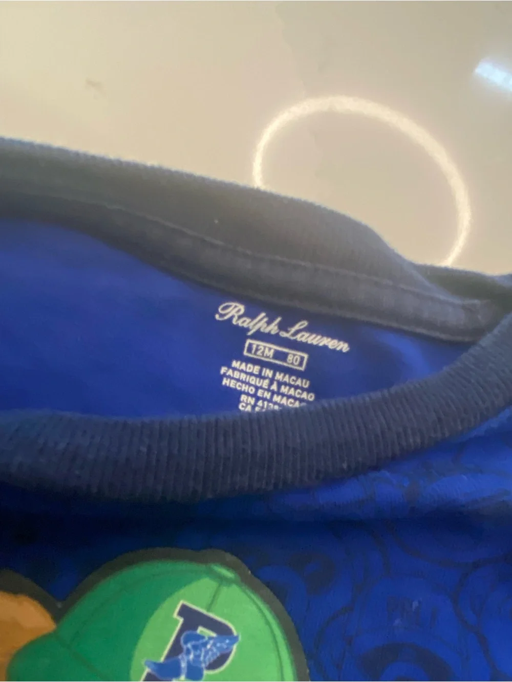 Ralph Lauren Royal Blue Tee with Teddy Graphic